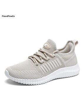Women's Lightweight Breathable Flying Woven Mesh Walking Sneakers Lace-Up
